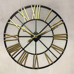 שעון קיר גדול ממתכת בצבע שחור וזהב 8746 | המבורגר ברוס