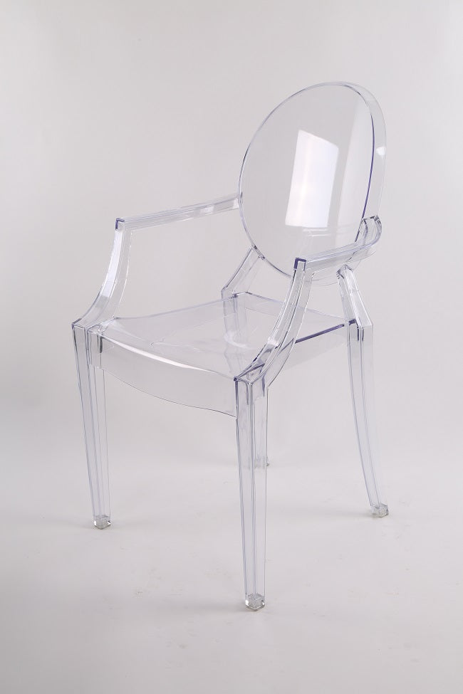 כיסא פלסטיק שקוף מלכותי ידיות לפינת אוכל 963 | המבורגר ברוס