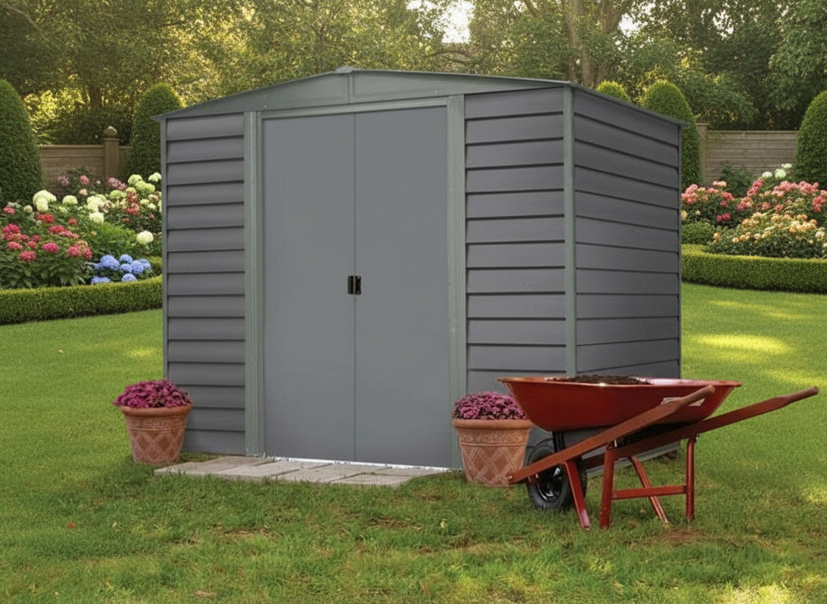 מחסן גינה ממתכת אפור מודרני 45917