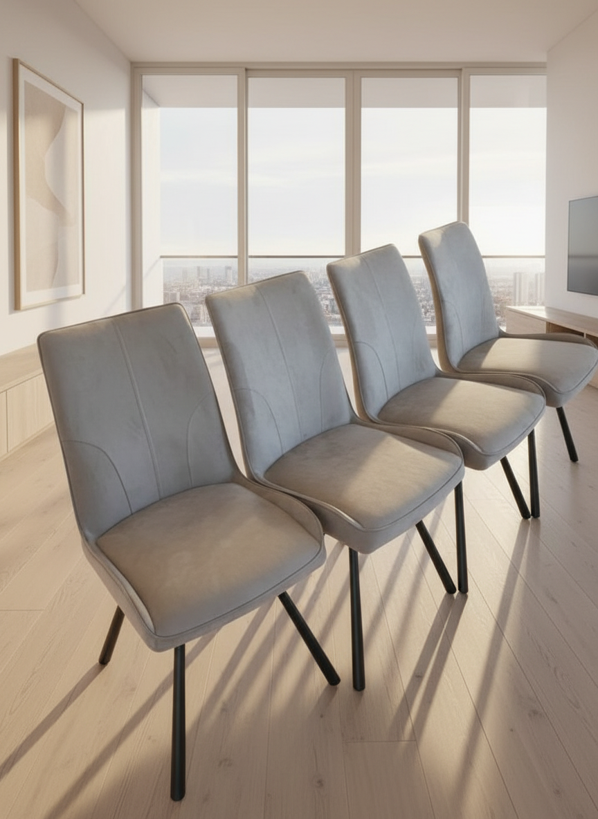 כסא פינת אוכל מרופד אפור 1025