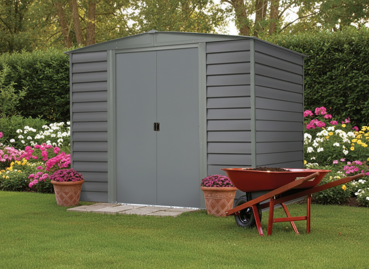 מחסן גינה ממתכת אפור מודרני, 42687