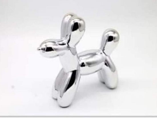 פסל כלב כסף מקרמיקה 2225 | המבורגר ברוס