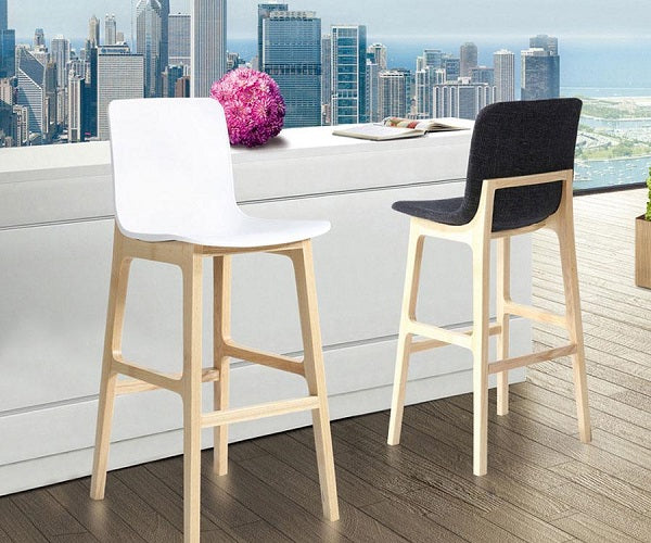 כסא בר רגלי עץ מושב פלסטיק 85772 | המבורגר ברוס