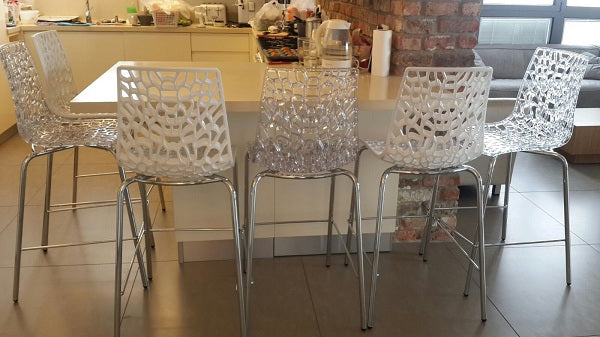 כיסא בר שלד ניקל מושב פלסטיק 2078(פוליקרבונט) | המבורגר ברוס