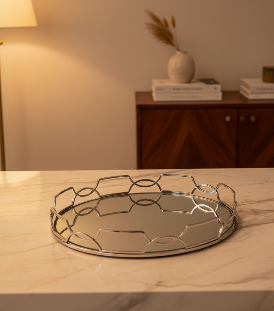 מגש דקורטיבי גדול כסף 634