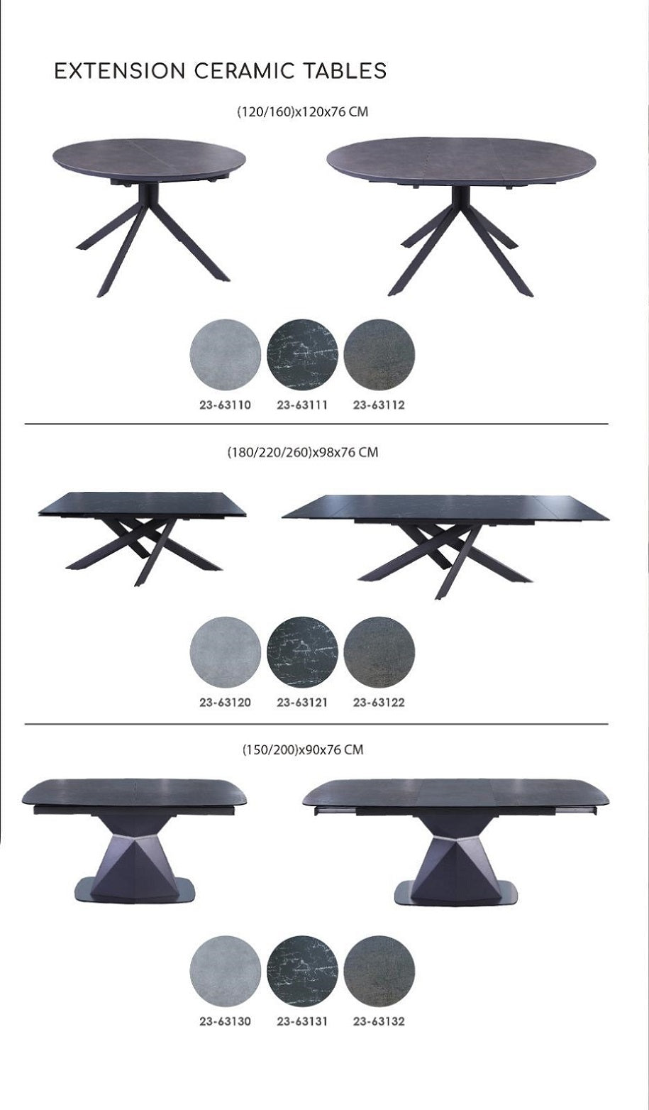 שולחנות זכוכית דמוי שיש נפתח דגם 6655 | המבורגר ברוס