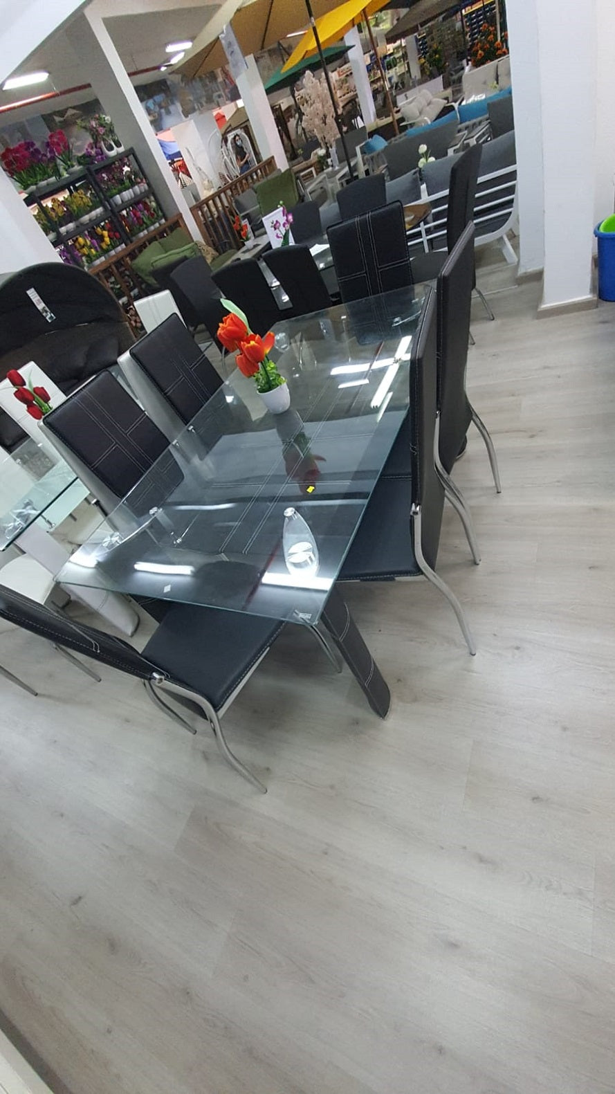 שולחן מרהיב מזכוכית כולל 6 כיסאות דגם 6645 | המבורגר ברוס