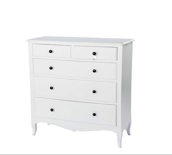 קומודה לבנה מעץ 5 מגירות 2355 | המבורגר ברוס