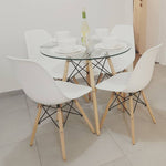 שולחן לפינת אוכל פלטה זכוכית רגלי עץ 132645 | המבורגר ברוס