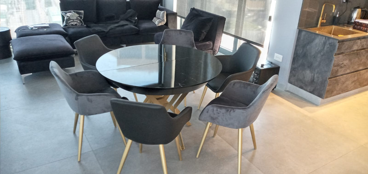 שולחן לפינת אוכל נפתח עגול  120/130/140 + 6כיסאות 97225 | המבורגר ברוס