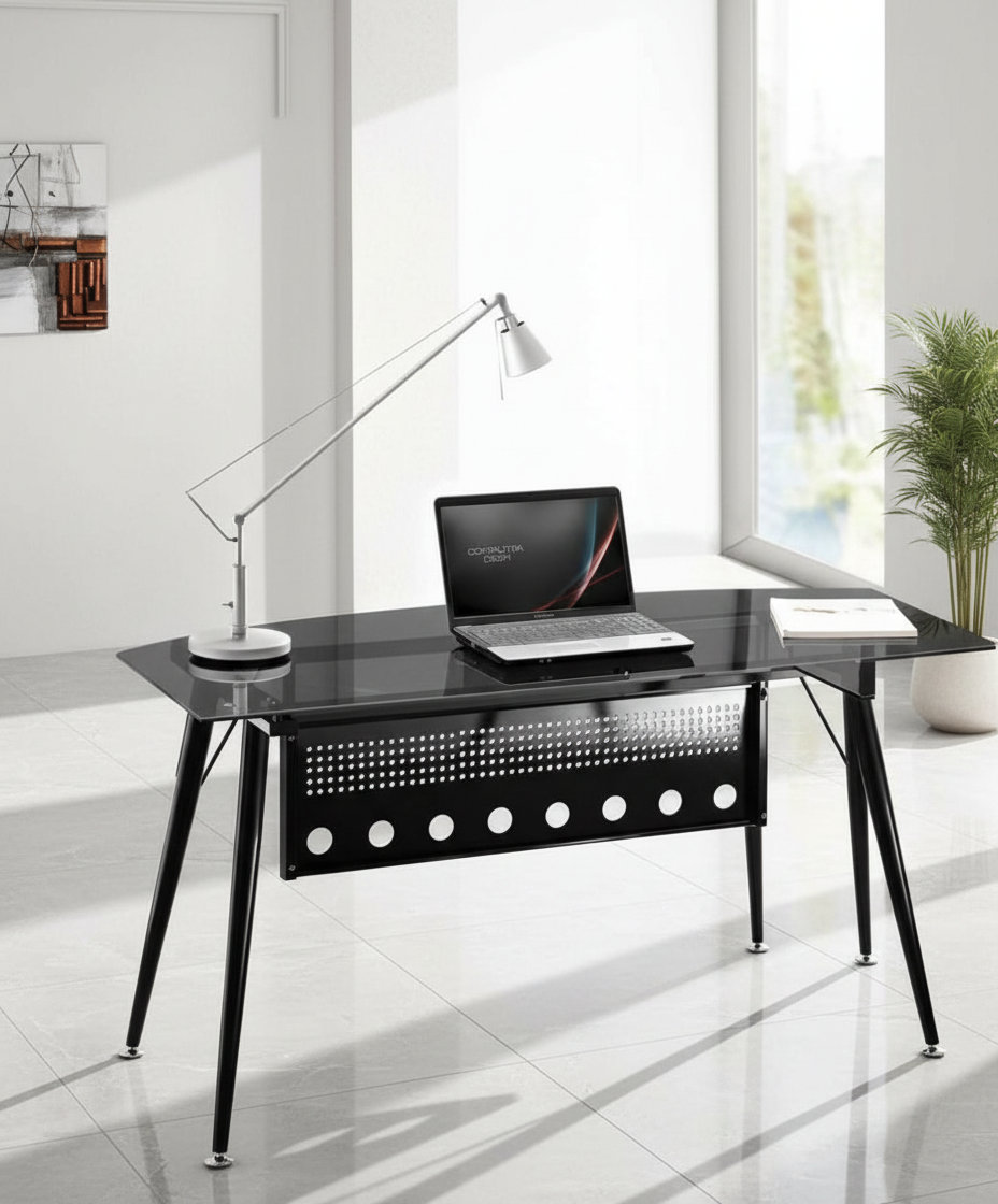 שולחן מחשב זכוכית 160*70 לא כולל שלוחה דגם 7748