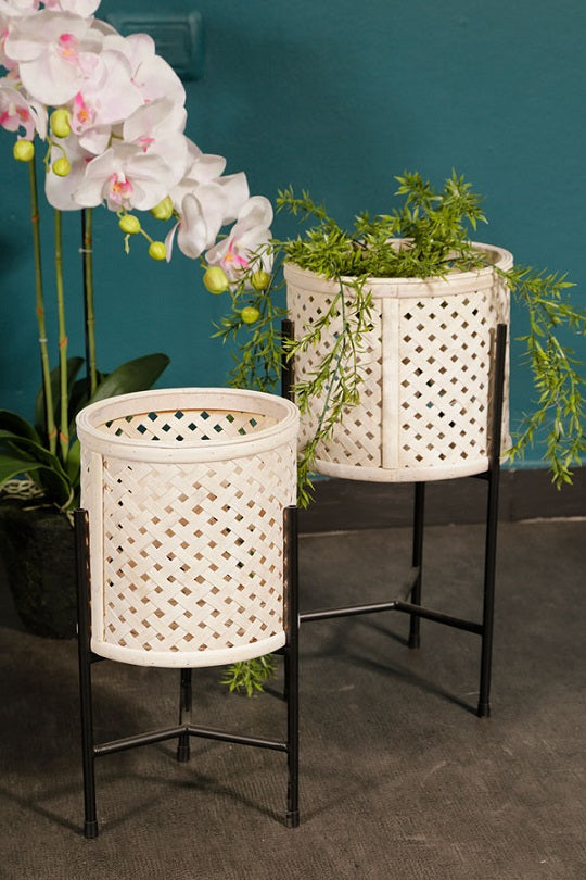 זוג מעמדים לעציצים במבוק רגלי מתכת 77466 | המבורגר ברוס