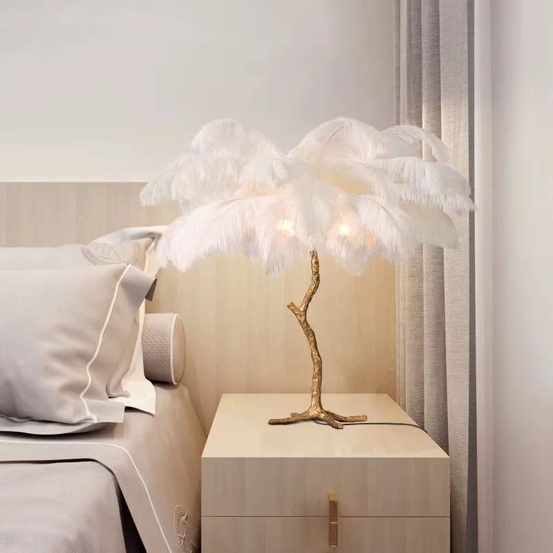 מנורה נוצות יוקרתית שולחנית דגם 00999 | המבורגר ברוס