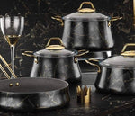 סט סירים 7 חלקים יציקת אלומניום בציפוי שיש שחור דגם 6657 | המבורגר ברוס