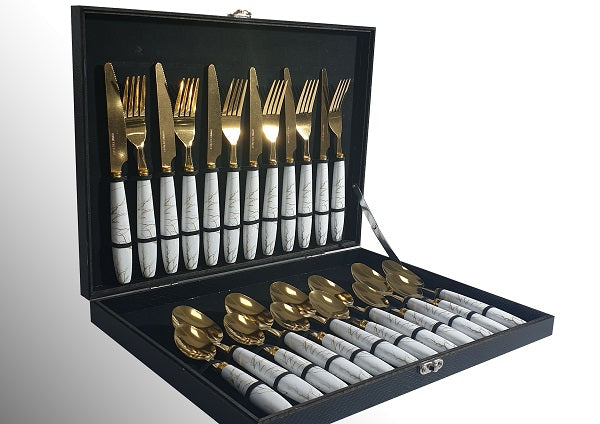 סט סכום זהב דמוי שיש לבן 475026 | המבורגר ברוס