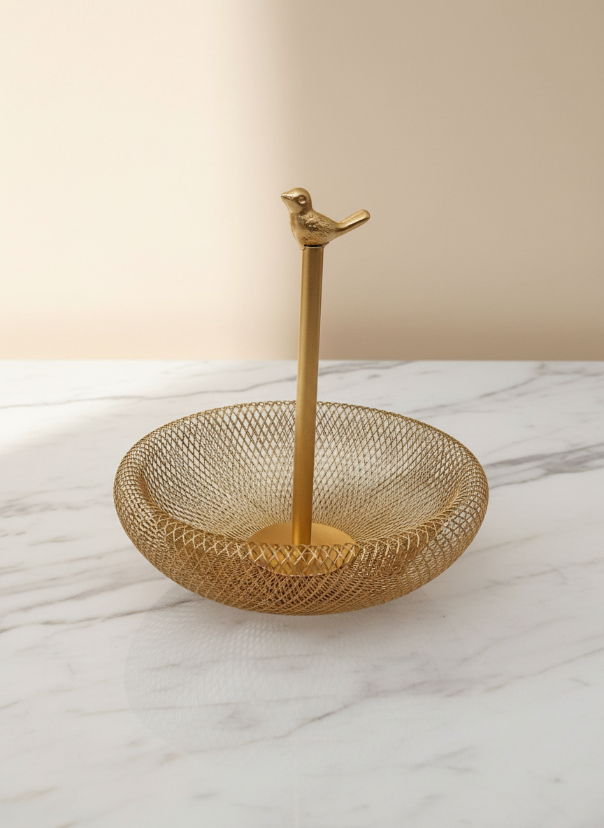 סלסלה רשת זהב עם מוט ציפור קטן 165