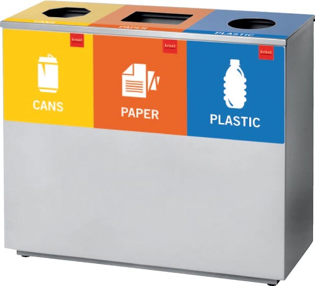 דגם פח אשפה גדול מנירוסטה למיחזור | המבורגר ברוס