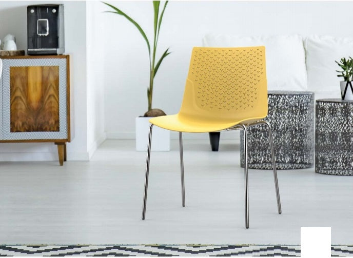 כיסא לפינת אוכל מפלסטיק עם רגל ניקל יציב נוח ואיחותי 7122 | המבורגר ברוס