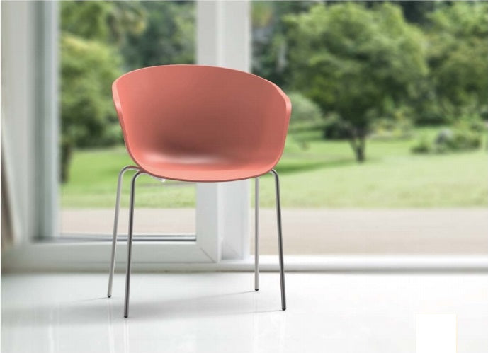 כיסא לפינת אוכל מפלסטיק עם רגלי ניקל איכותי ונוח במיוחד 7119 | המבורגר ברוס