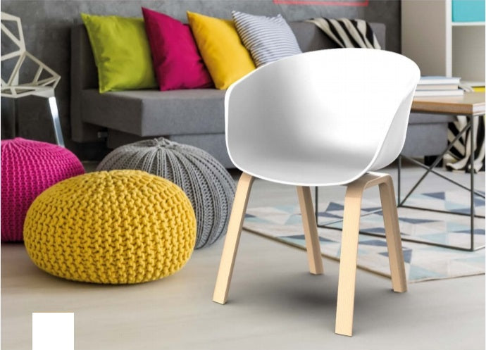 כיסא לפינת אוכל מפלסטיק עם רגלי עץ איכותי ונוח במיוחד 7118 | המבורגר ברוס