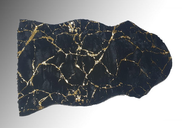 שטיח פרווה שחור עיטורי שיש זהב 862 | המבורגר ברוס