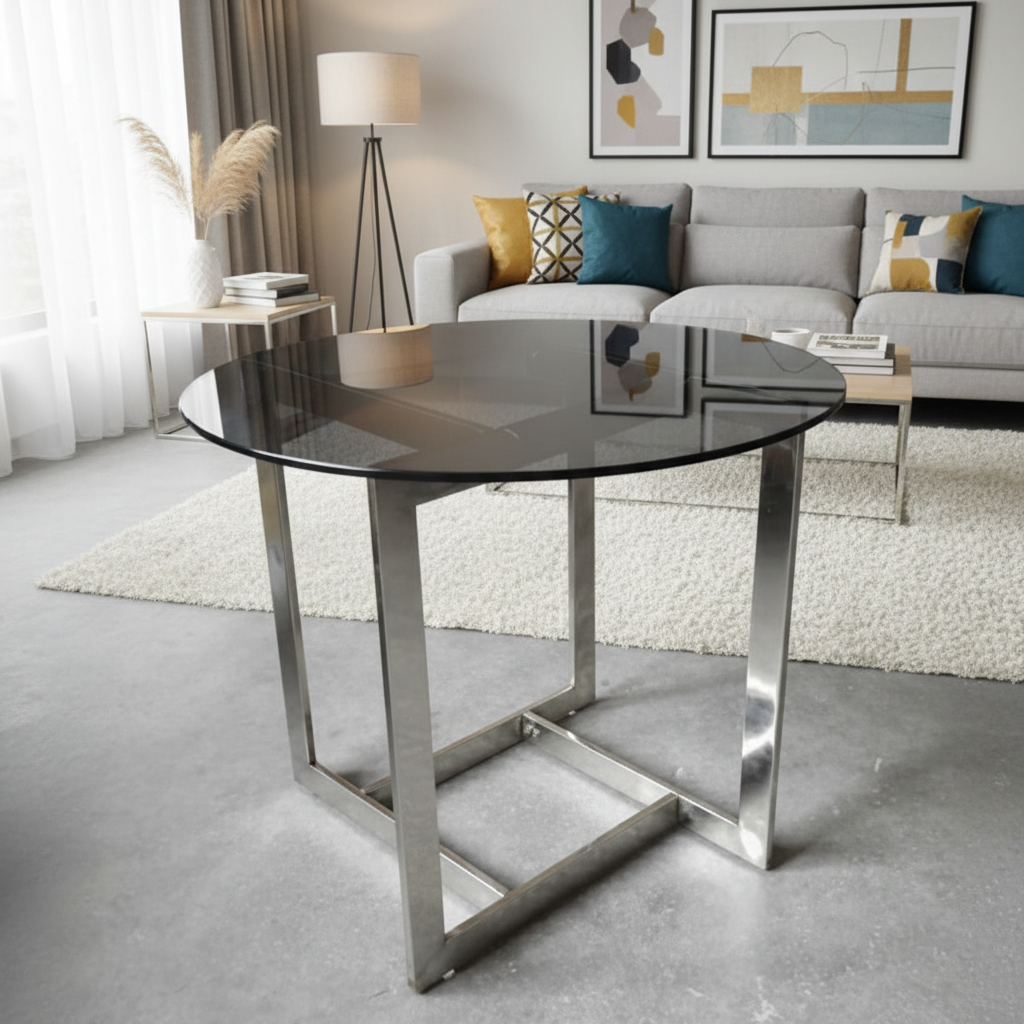 זכוכית שקופה מחוסמת שלד נירוסטה דגם 3999