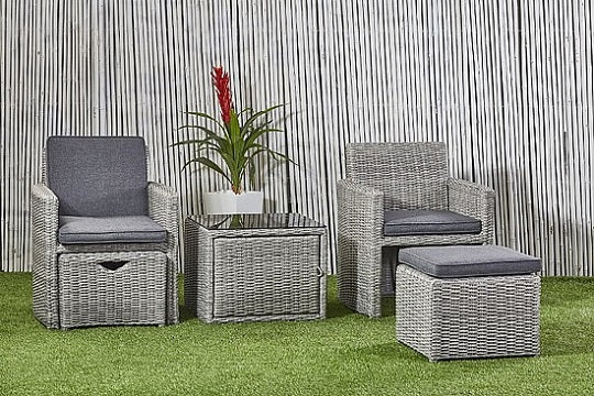 סט ראטן זוגי לגינה עם 2 הדומים ושולחן דגם 7736 | המבורגר ברוס