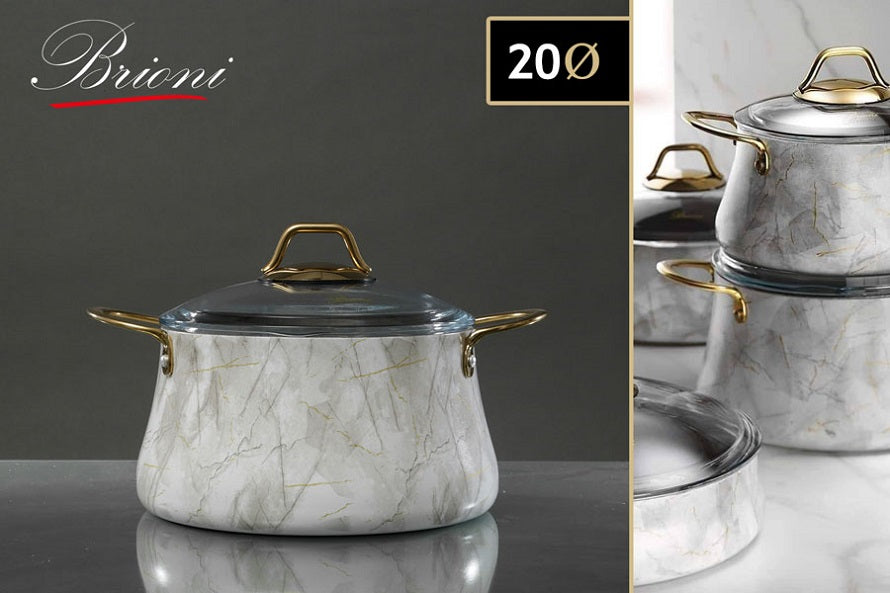 סיר יציקת אלומיניום בציפוי אבן שיש גרמני GOLD לבן דגם 7765 | המבורגר ברוס