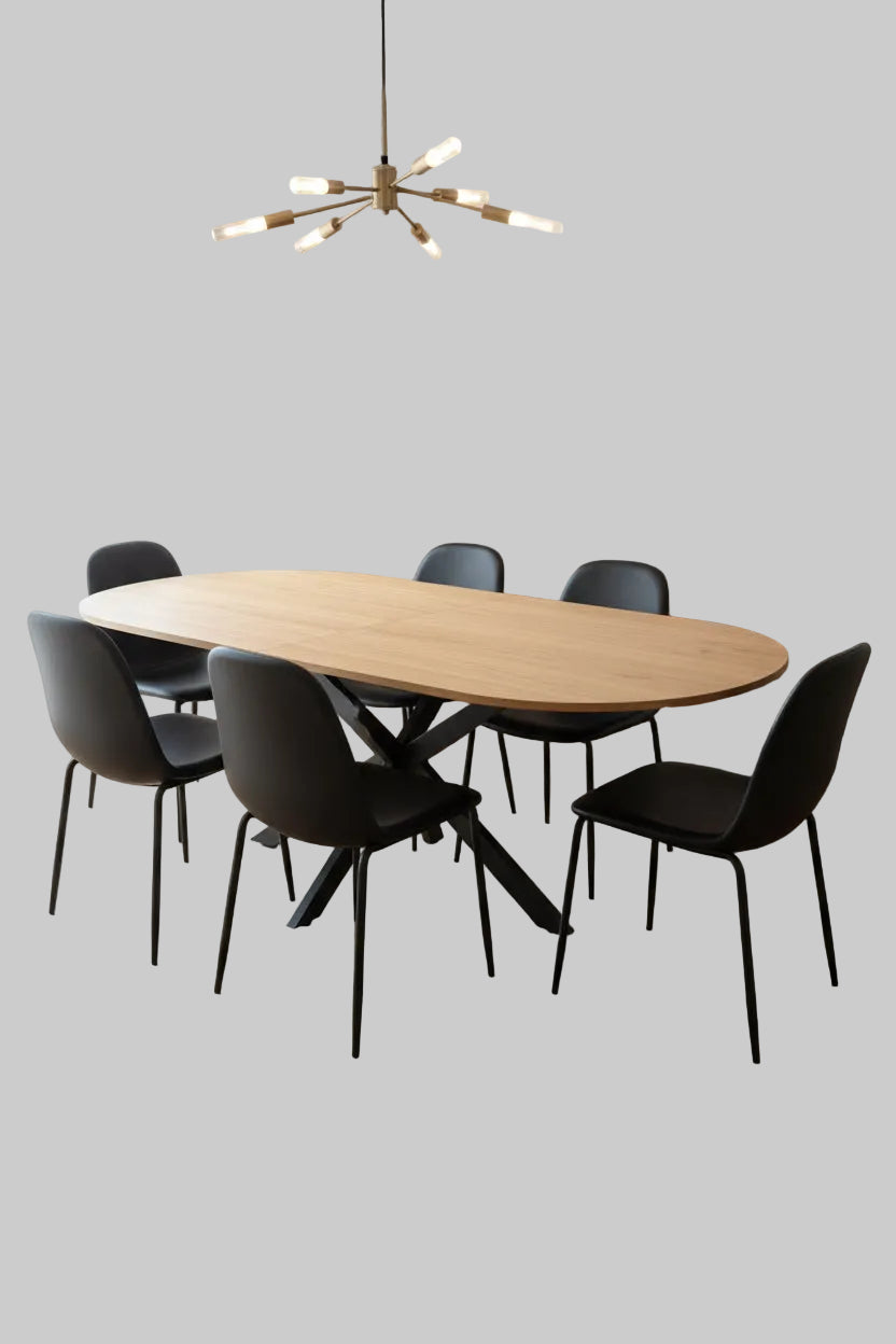 שולחן נפתח עם 2 הגדלות דגם 641+ 6 כסאות בוסטון