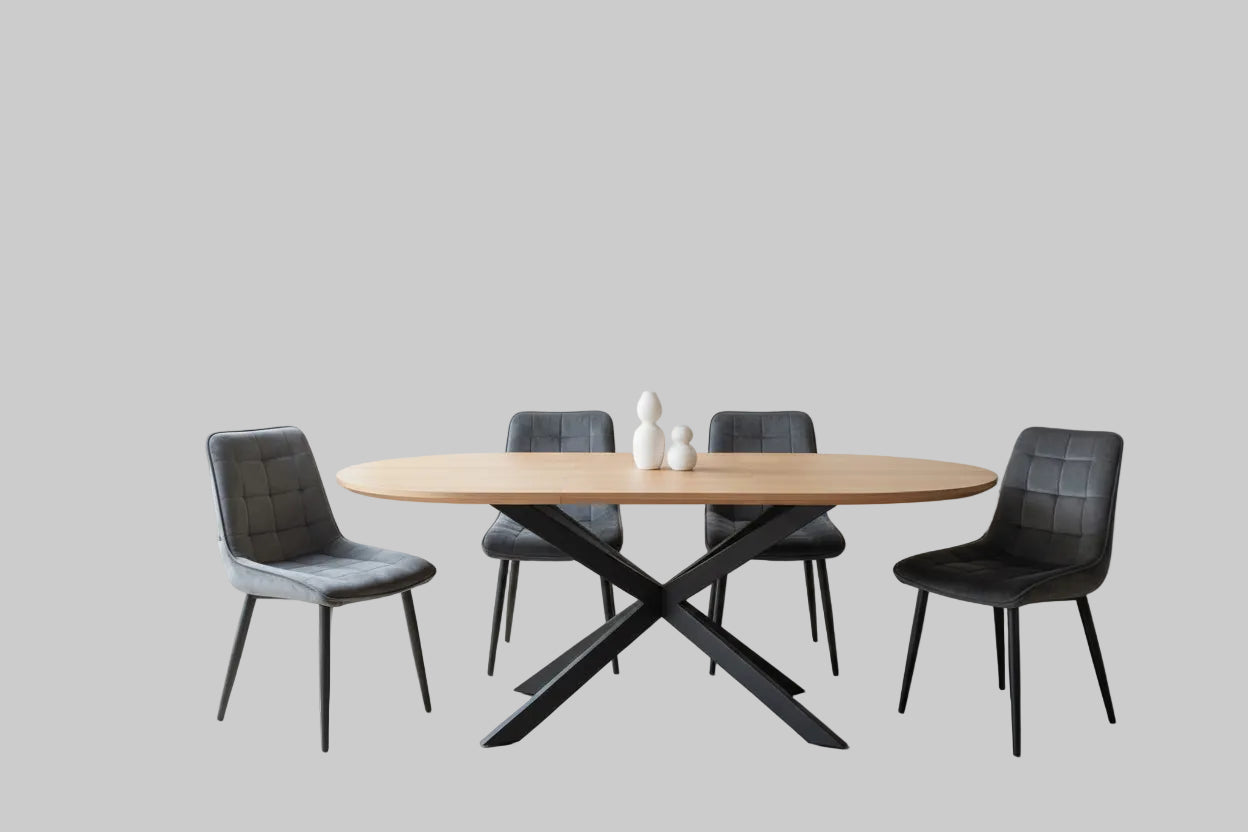 שולחן נפתח 120-160 דגם 643 +4 כסאות ריבועים