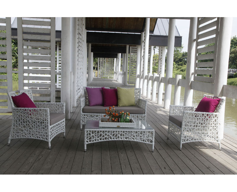 מערכת ישיבה אקסקלוסיבית לגן ולמרפסת עשויה ראטן סינטטי איכותי 32353 | המבורגר ברוס