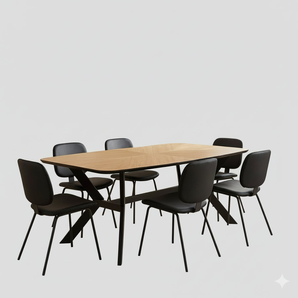 שולחן לפינת אוכל דגם 630 + 6 כסאות ניו יורק