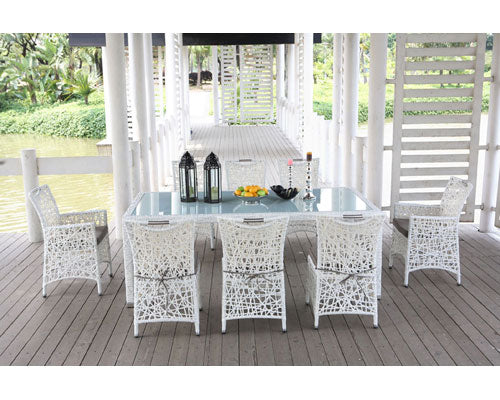 מערכת  מדמוי ראטן איכותי ויוקרתי הכוללת פינת אוכל180 + 4 כורסאות 4764-ריהוט גן | המבורגר ברוס