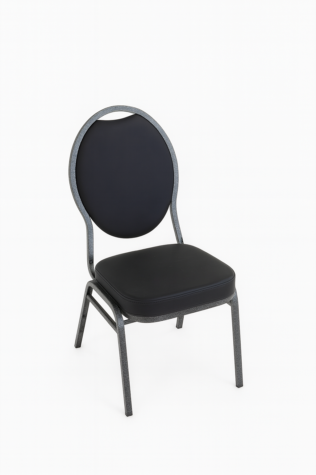 כסא אולמות אירועים גב עגול דמוי עור שחור