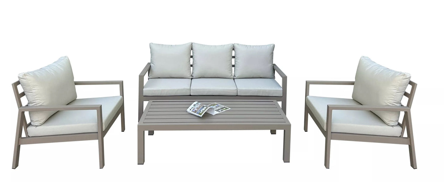 מערכת גן רומא תלת מושבית: מערכת ישיבה מאלומיניום + שולחן | המבורגר ברוס