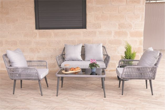 סט ישיבה אלומיניום ראטן דו מושבי דגם 6642 | המבורגר ברוס