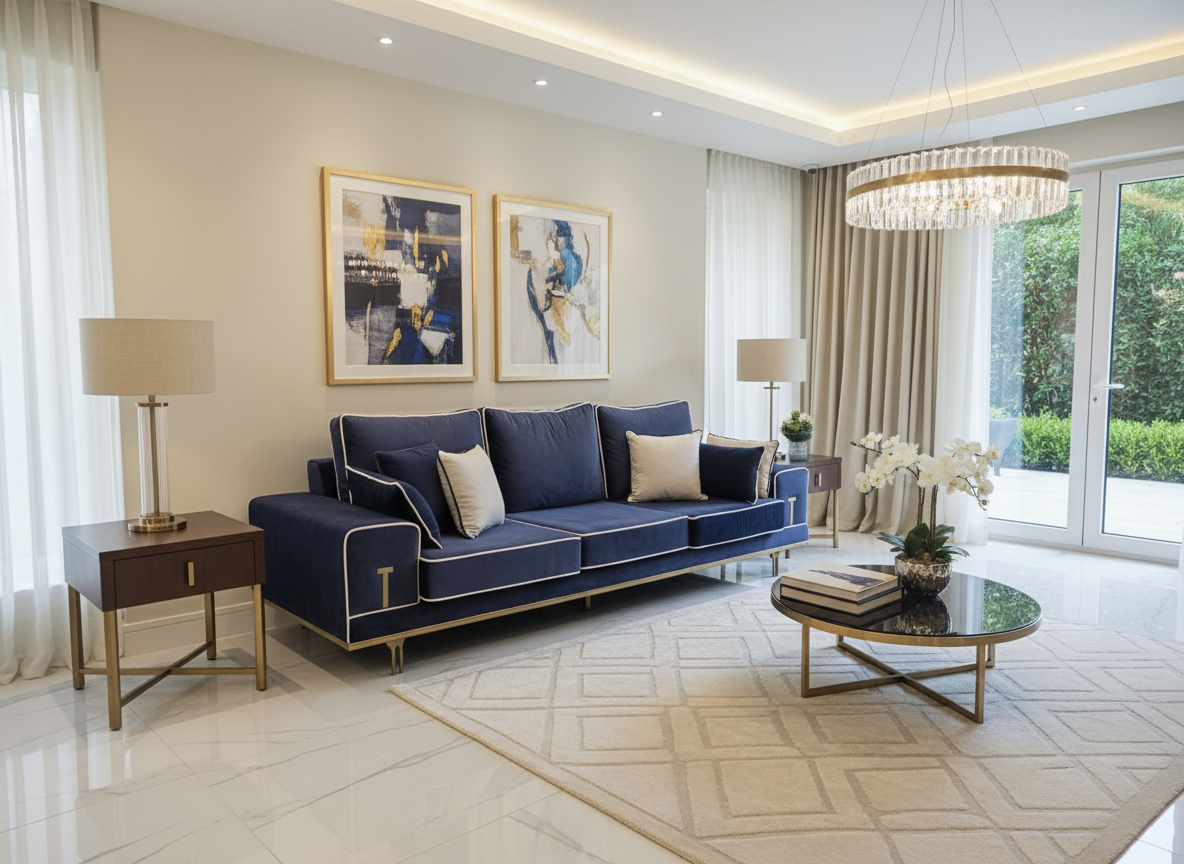 ספה כחולה 2.8 מטר מתצוגה