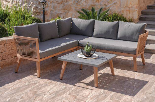 ספה פינתית אלומיניום דמוי עץ 7809 | המבורגר ברוס