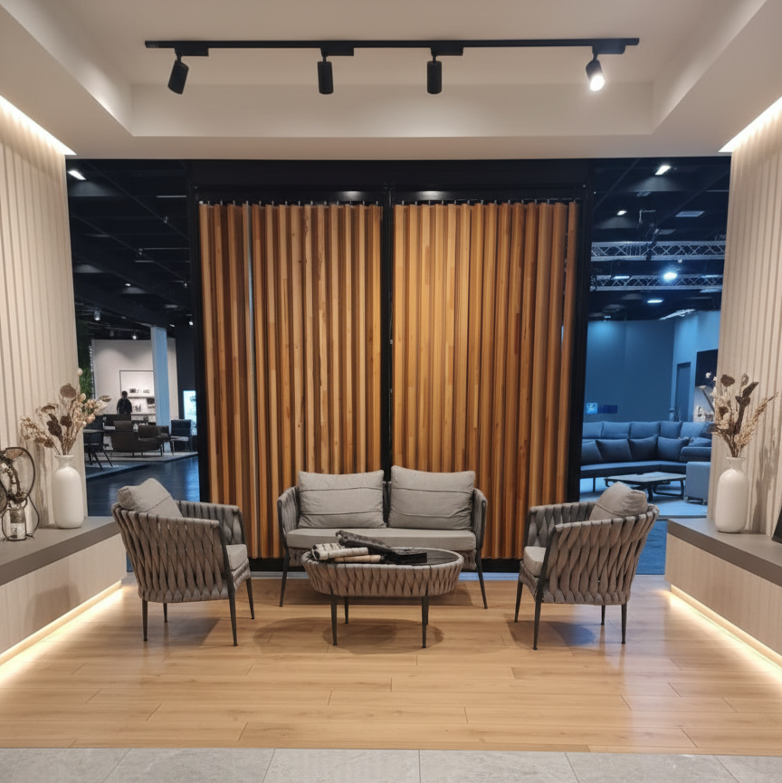 מערכת ישיבה לגן 4 חלקים אלומיניום בצבע אפור