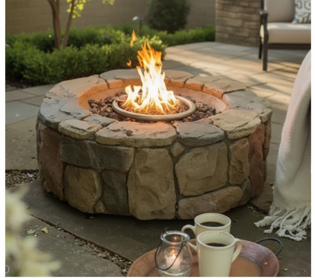 שולחן אש גז דמוי מסלעה