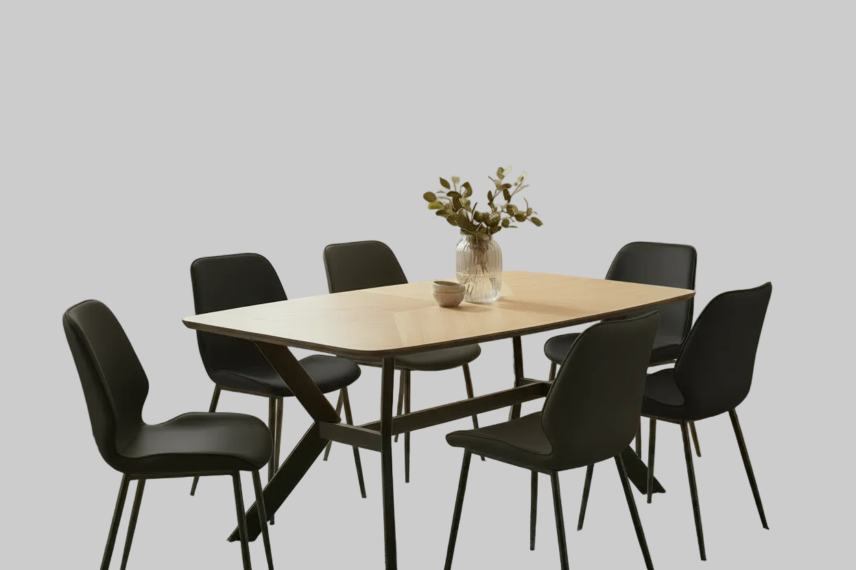 שולחן לפינת אוכל דגם 630 + 6 כסאות דנבר