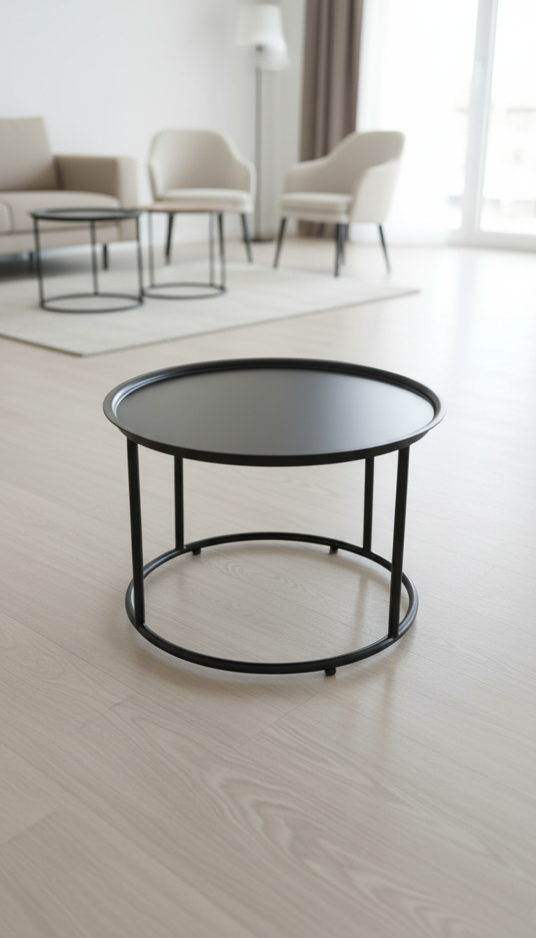 שולחן קפה שחור עגול