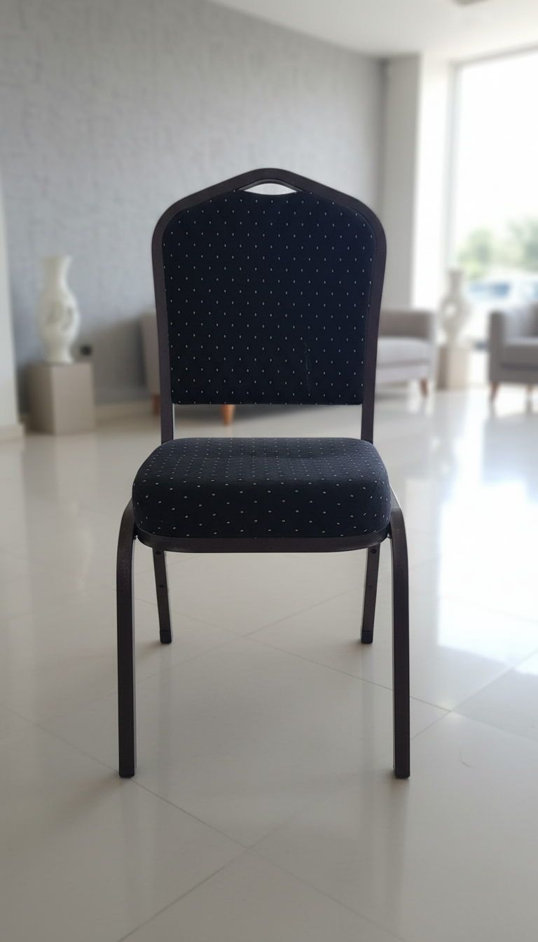 כסא שלד ברונזה ריפוד עבה שחור