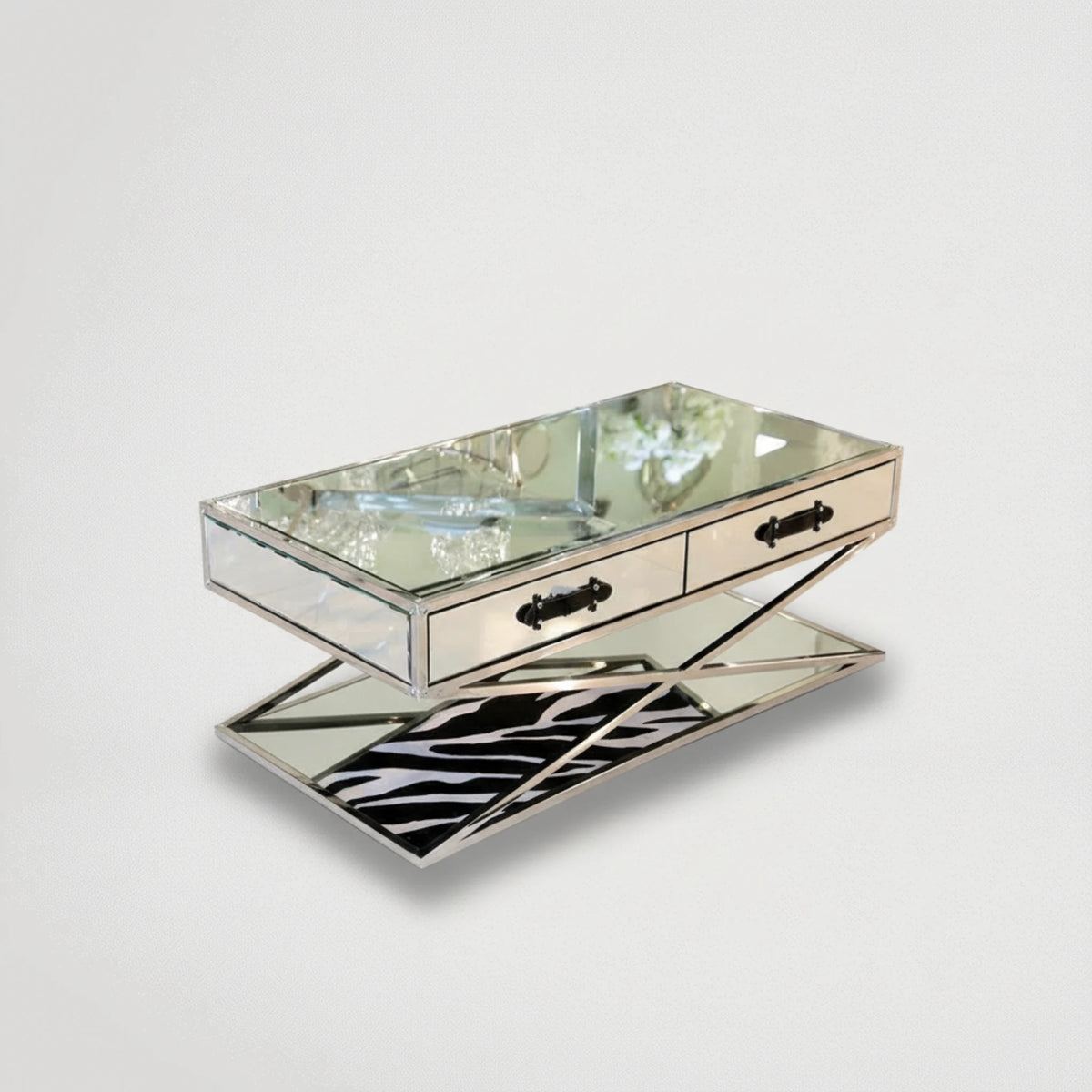 שולחן סלון מלבני רסיטל רגליים נירוסטה דגם 2001