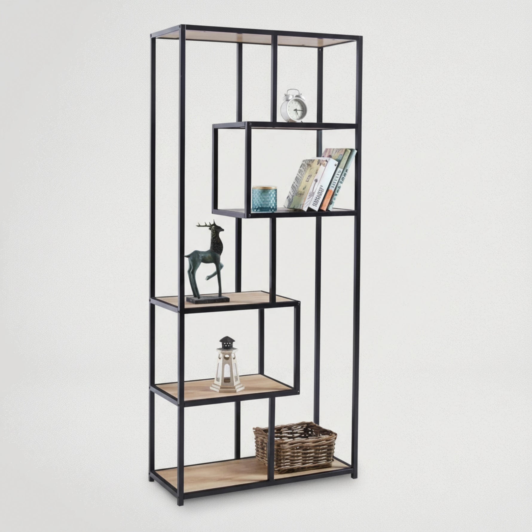 כוננית מדפים  שילוב מתכת ועץ 80170