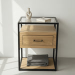 שידת מיטה מגירה אחת ומדף תחתון דגם 77466