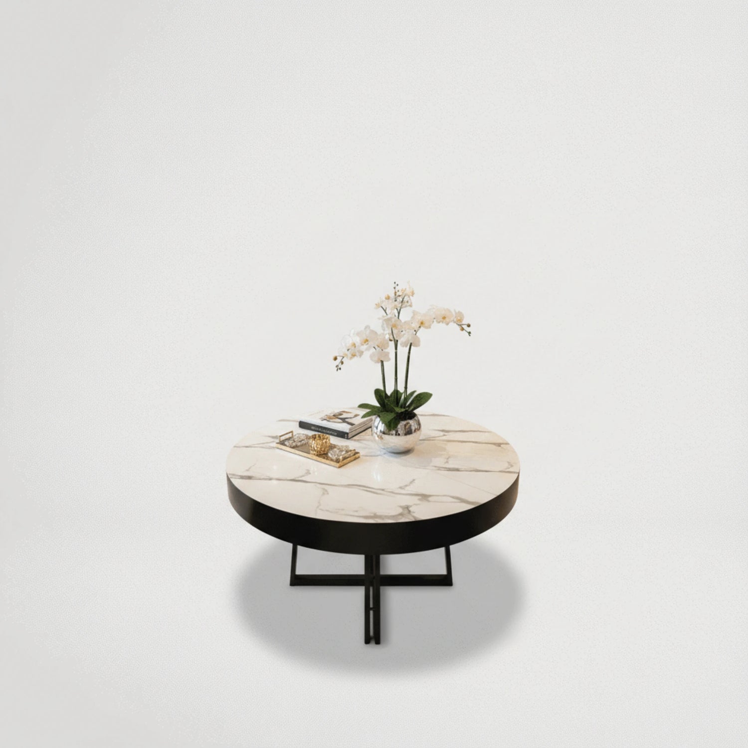 שולחן עגול דמוי שיש קוטר 130 מתצוגה