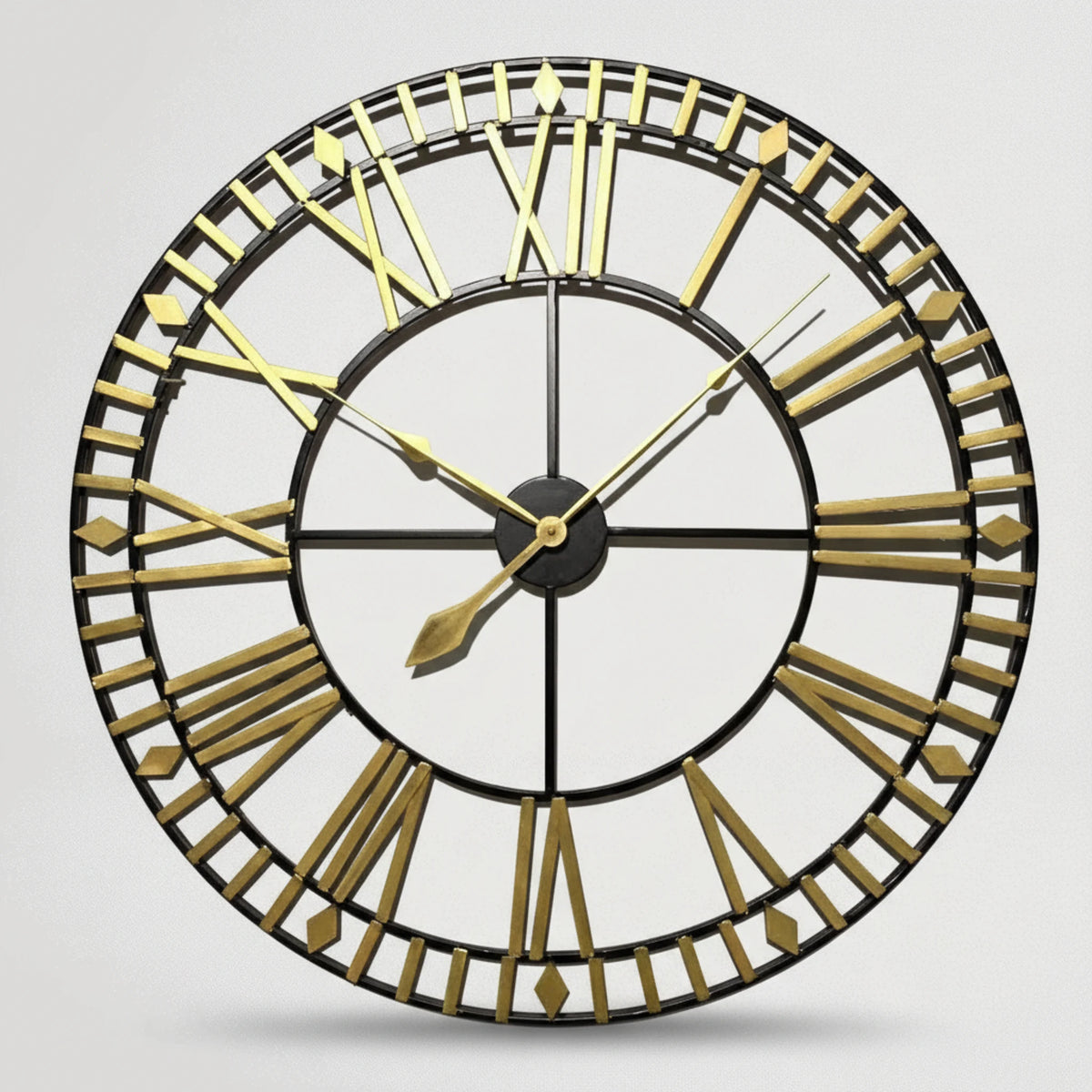 שעון קיר משולב שחור עם זהב 8879