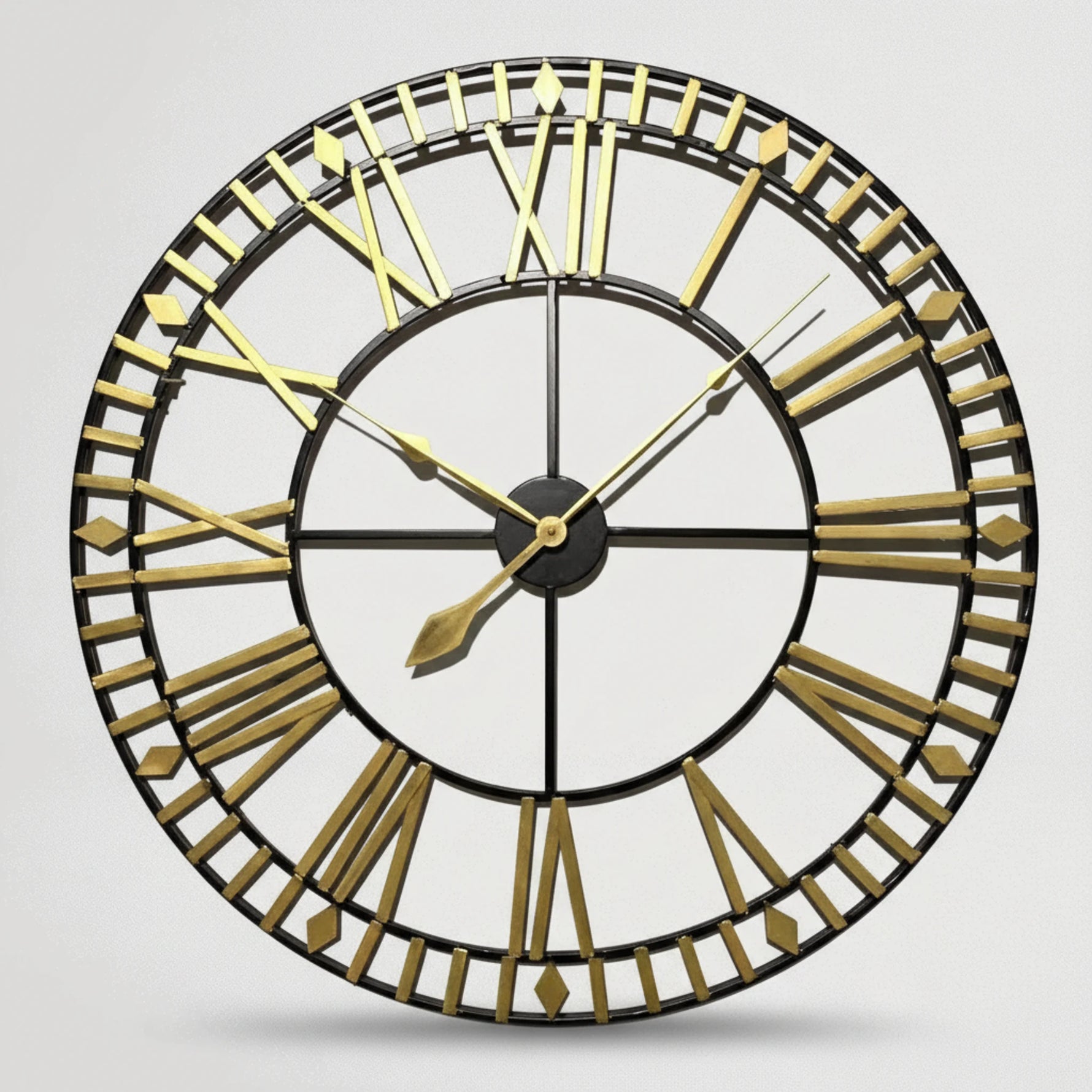 שעון קיר משולב שחור עם זהב 8879