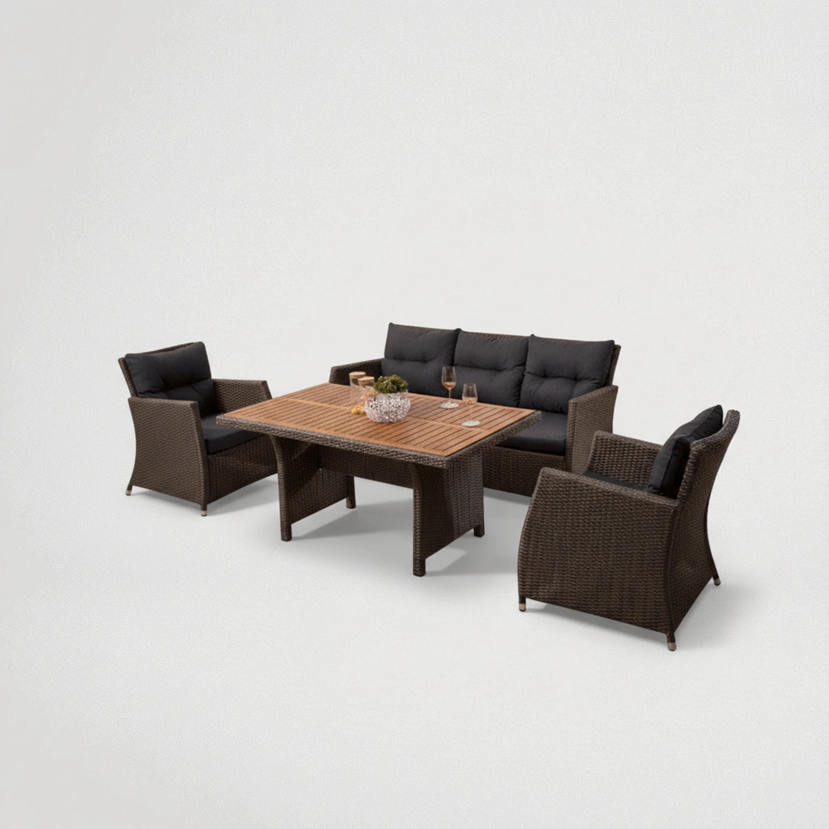 סלון שהוא גם פינת אוכל שלדת אלומיניום אל חלד מצופה ראטן 53200